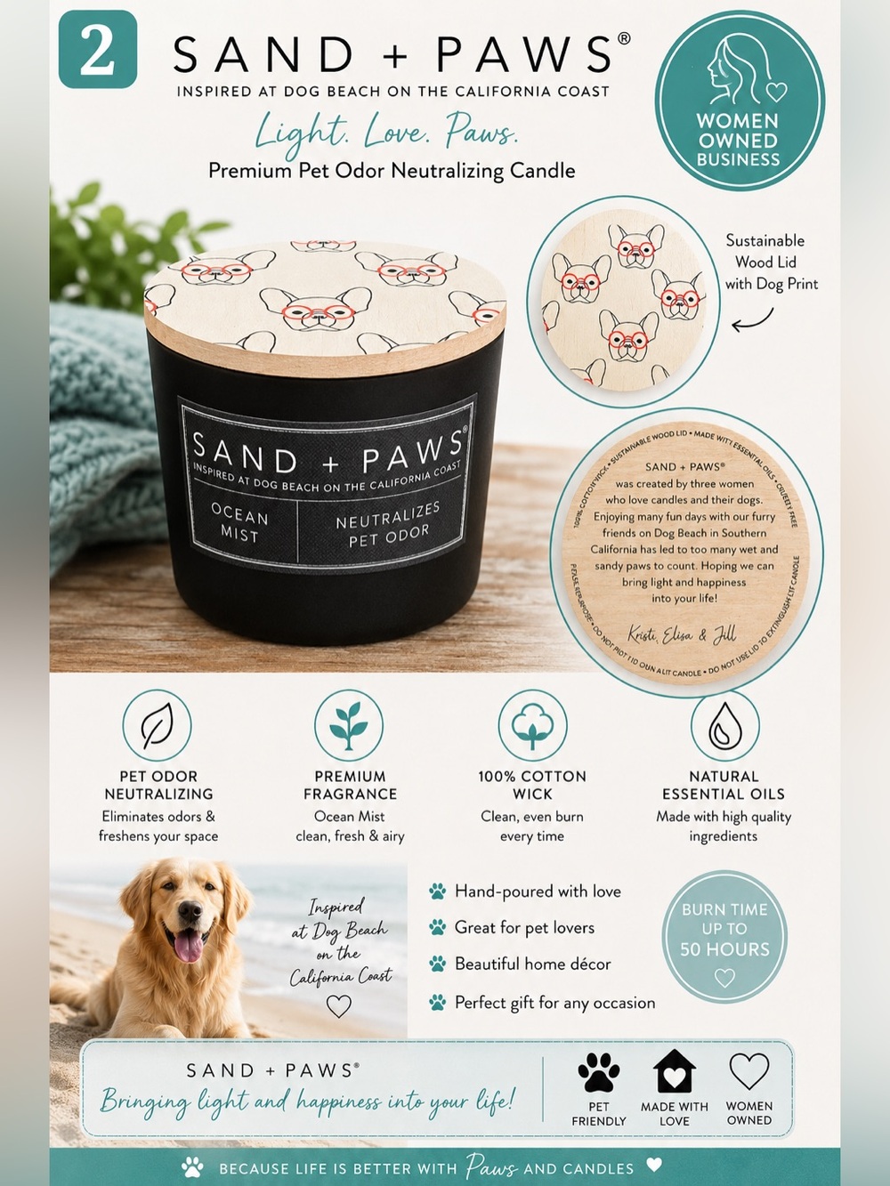Buy now: SAND + PAWS Pet Odor Candle or Lux Candles — Buyer’s Pick - Picture 2 of 7